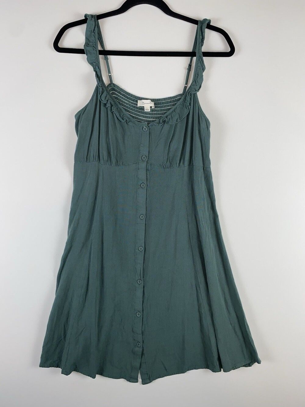 Becool Sage Blue Ruffle Button Front Sundress Size Large - Picture 2 of 8